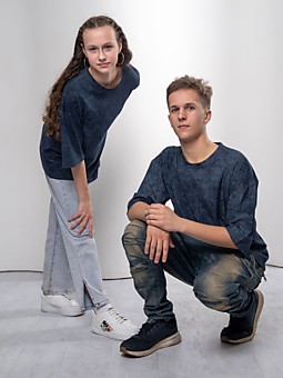 футболка оверсайз  синяя варенка