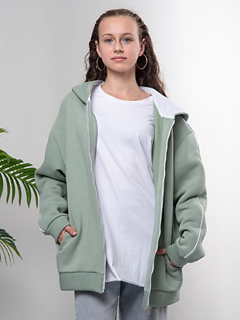 худи на молнии с кантами 